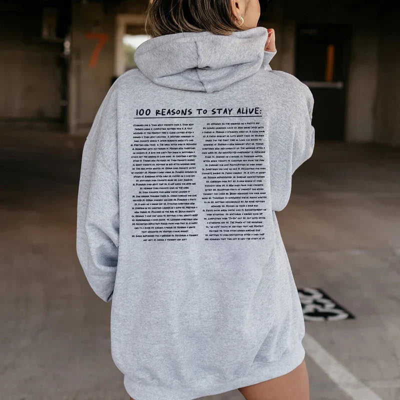 100 redenen om te blijven leven Hoodie (Keep Going)