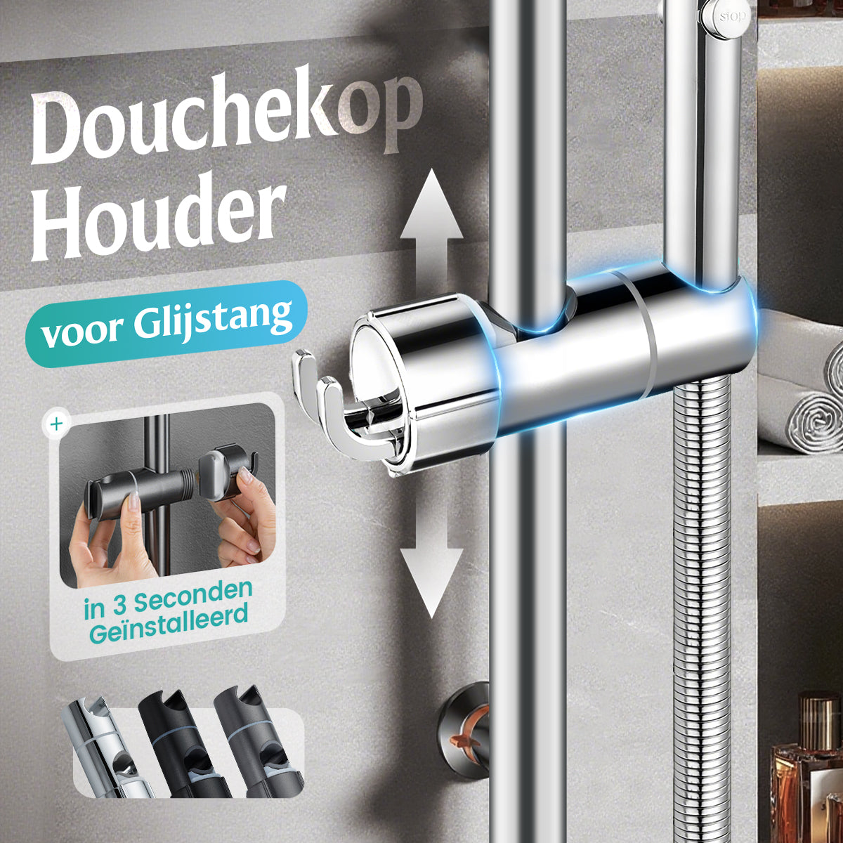 AquaGrip™ – Verstelbare Douchehouder zonder Boren