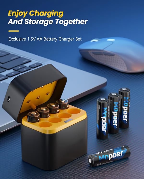 VoltMate™ – Slimme Oplaadcase voor Lithium AA/AAA Batterijen
