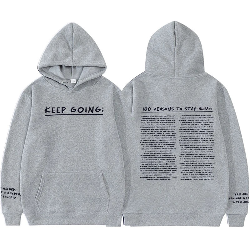 100 redenen om te blijven leven Hoodie (Keep Going)