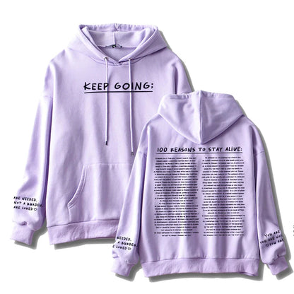 100 redenen om te blijven leven Hoodie (Keep Going)