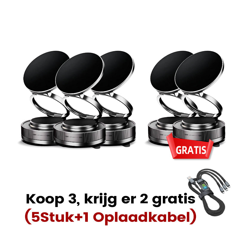 MagnoGrip™ – 360° Draaibare Magnetische Telefoonhouder met Vacuümzuigkracht