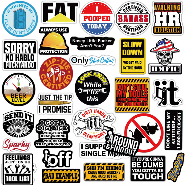 WerkTack™ – Stickers met Karakter voor Echte Vakmannen