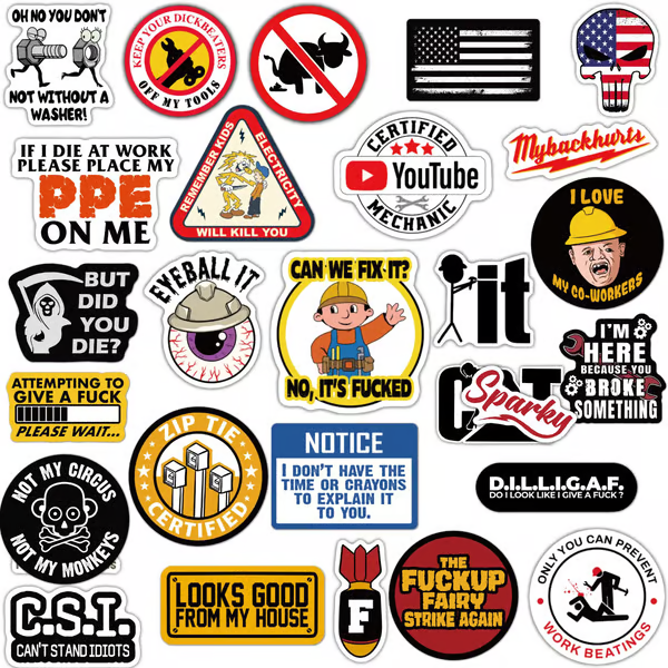 WerkTack™ – Stickers met Karakter voor Echte Vakmannen