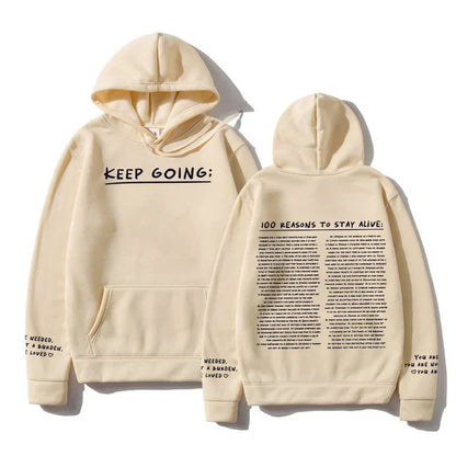 100 redenen om te blijven leven Hoodie (Keep Going)