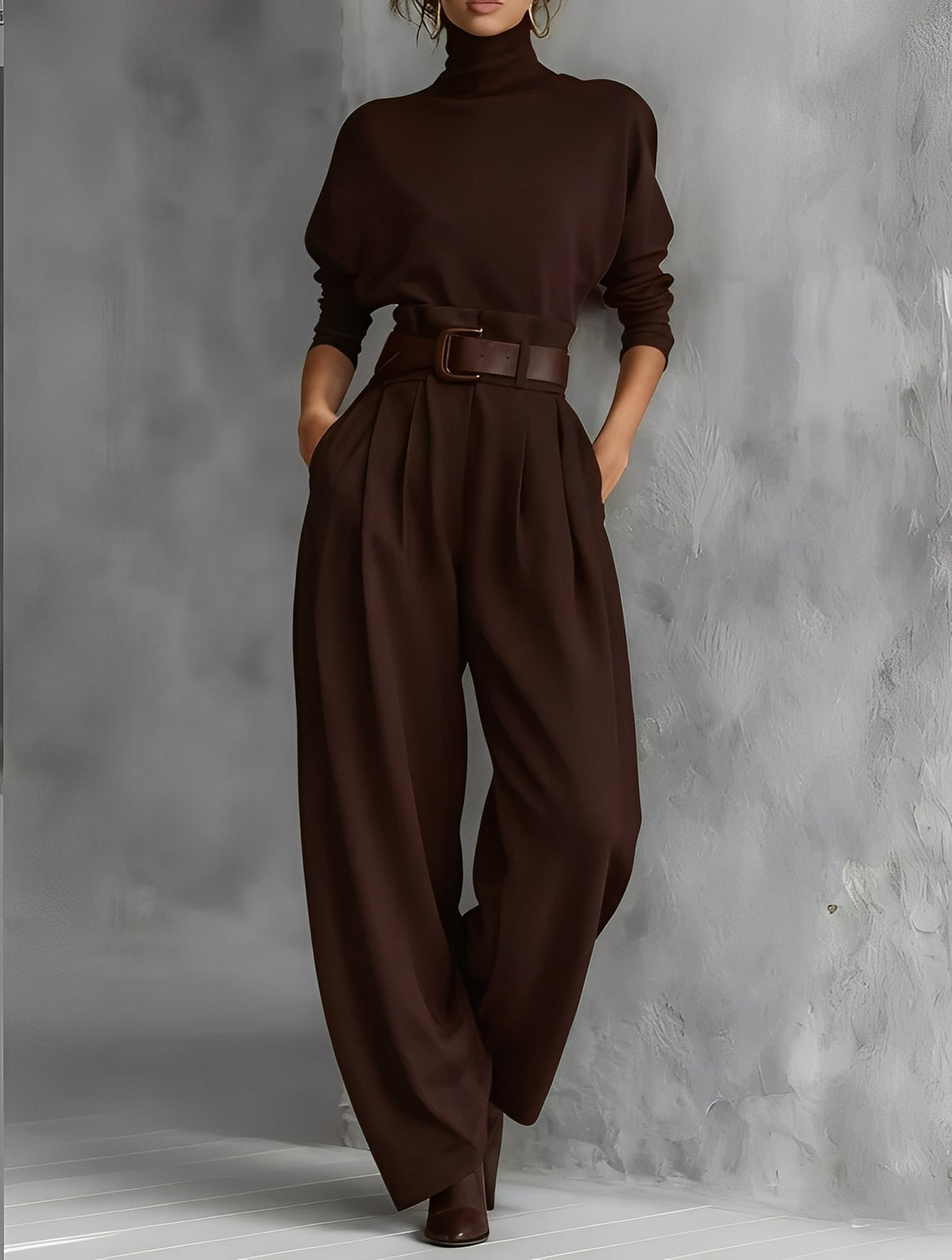 Elvara™ | Elegante Set met Col & Rechte Broek