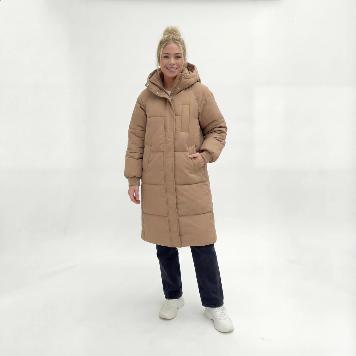 Elvaris™ Lange Gewatteerde Winterjas met Capuchon