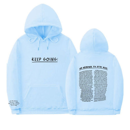 100 redenen om te blijven leven Hoodie (Keep Going)