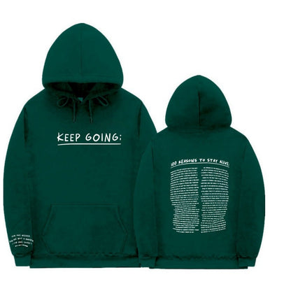 100 redenen om te blijven leven Hoodie (Keep Going)