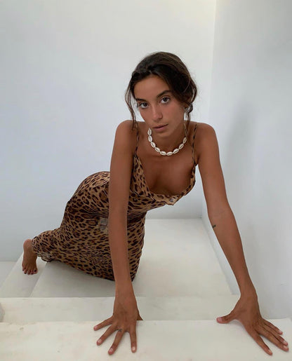 Malisa - Lange jurk met luipaardprint