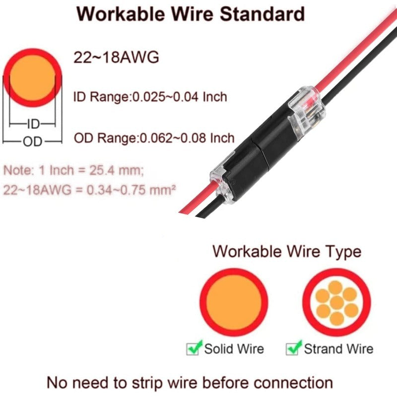 FlexiConnect™ 2-Pins Solderloze Draadconnectoren | 20 Stuks