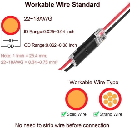 FlexiConnect™ 2-Pins Solderloze Draadconnectoren | 20 Stuks
