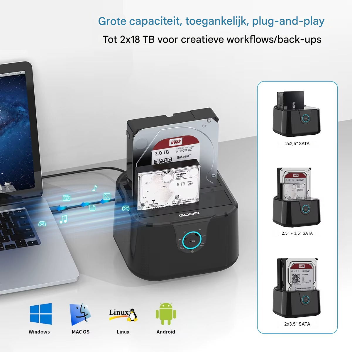 DataNest Dock™ – Universeel Data- en Schijfstation
