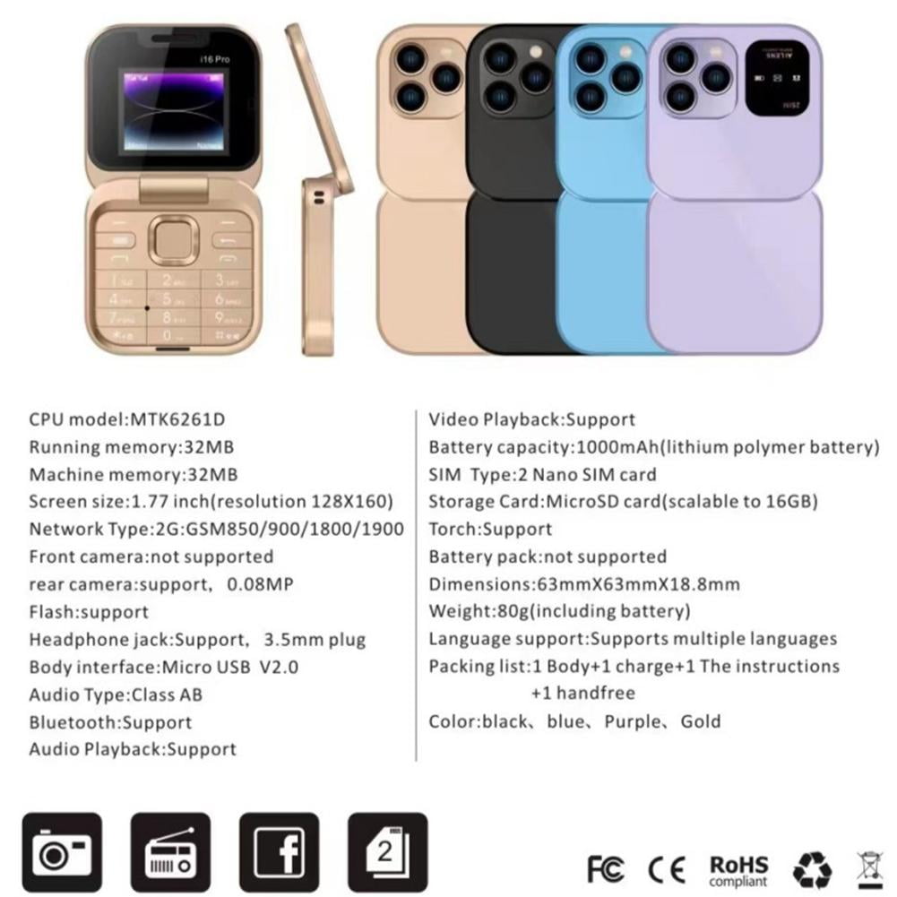 MiniFlip | 2 SIM kaart Opvouwbare mobiele telefoon