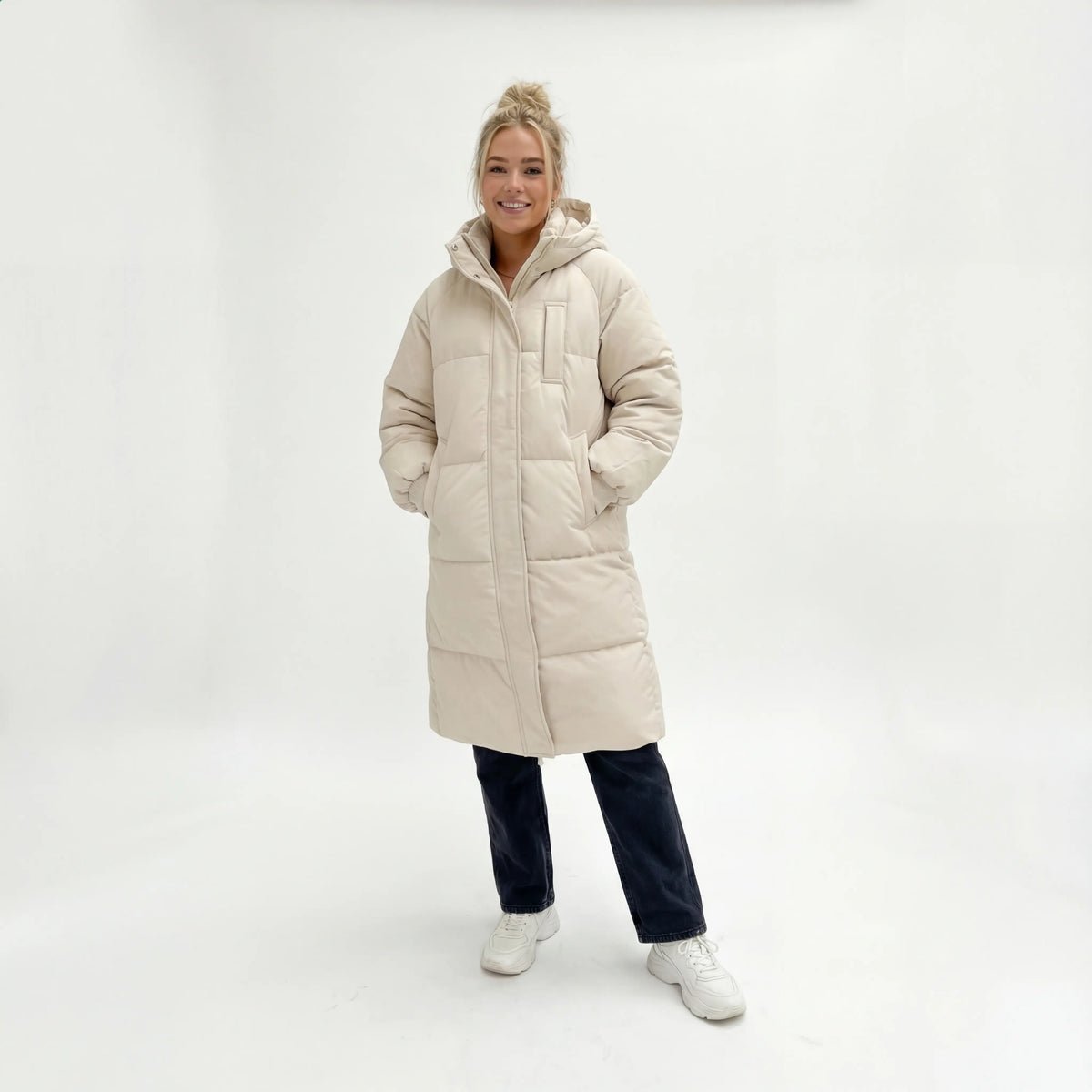 Elvaris™ Lange Gewatteerde Winterjas met Capuchon